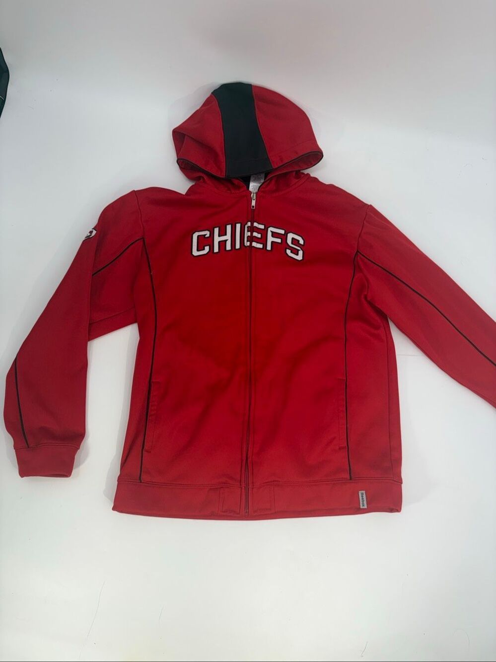 Reebok Kansas City Chiefs NFL Full Zip Hoodie Youth L 14/16 Red Black